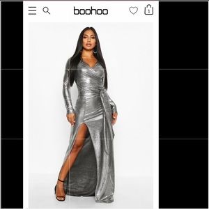 Boohoo Metallic Gown